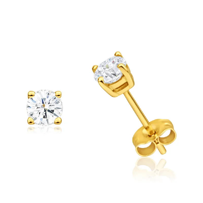 Dangle Earrings with Crystals for Weddings-9ct Yellow Gold White Topaz Stud Earrings