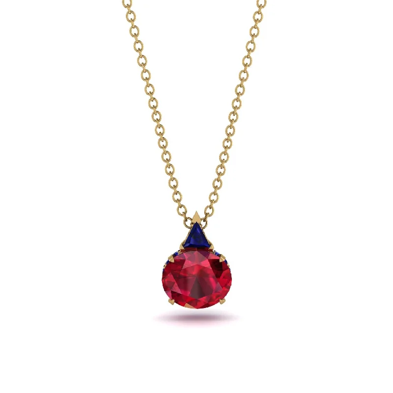 Fashionable Crystal Necklace for Evening Wear-Hidden Halo Ruby Necklace - Rosalie No. 70