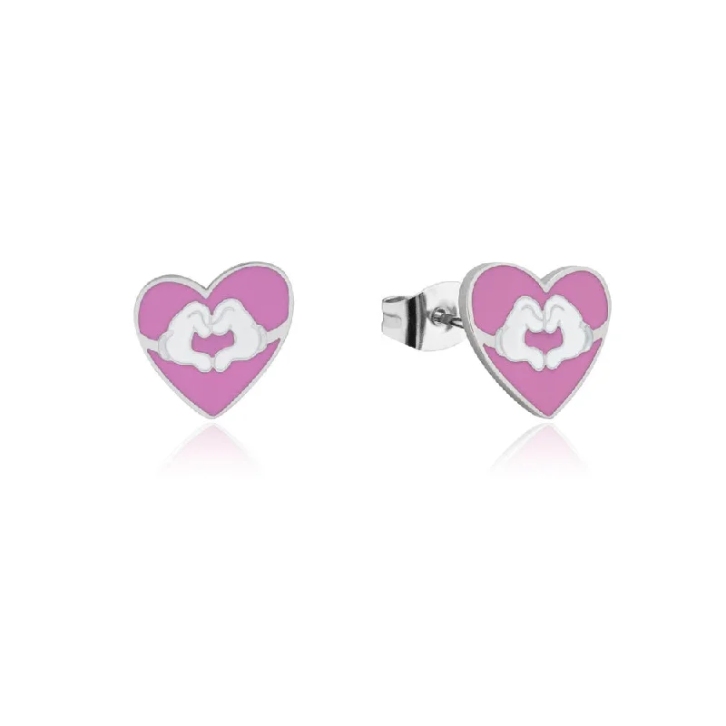 Silver Earrings for Special Occasions-Disney Stainless Steel Love Stud Earrings