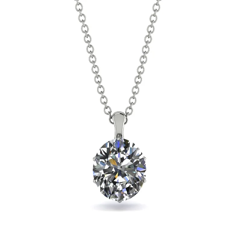 Elegant Sapphire Necklace for Formal Wear-Oval Diamond Hidden Halo Necklace - Gemma No. 63