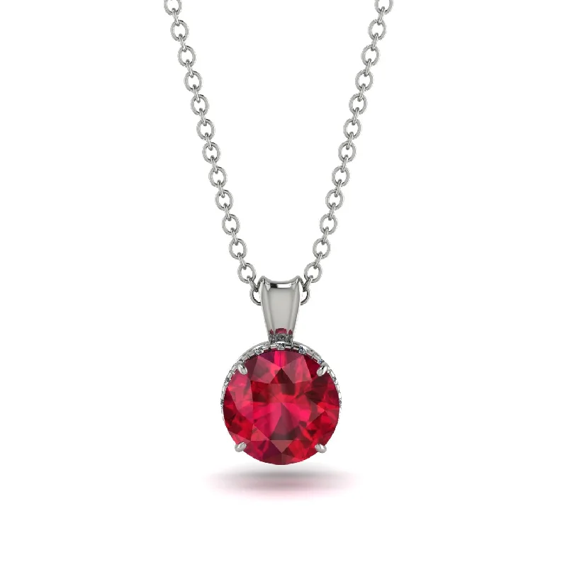 Dainty Gold Necklace for Minimalist Look-Ruby Necklace With Hidden Halo - Adaline No. 12