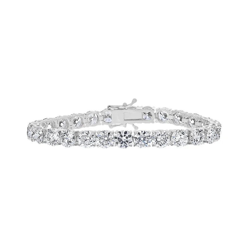 Simple Silver Bracelet with Elegant Chain Links-18KT WHITE GOLD 28.86 CTW ROUND DIAMOND TENNIS BRACELET