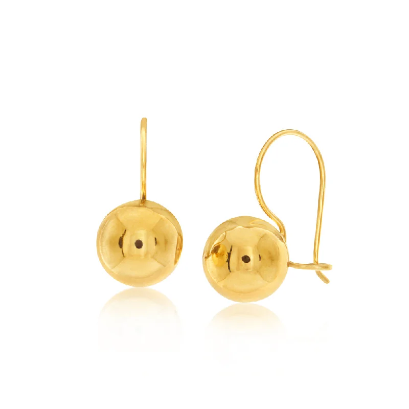 Fashionable Hoop Earrings with Charms-9ct Yellow Gold Plain Ball 8mm Earwire Earrings