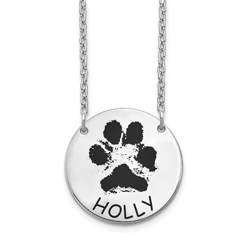 Boho Chic Necklace with Mixed Materials-Paw Print with Name Necklace