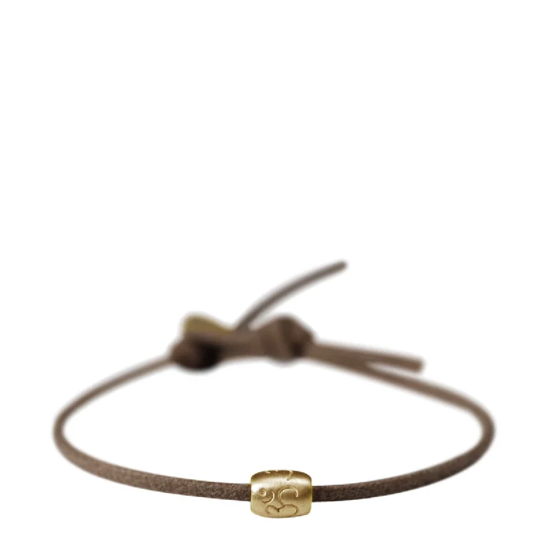 Elegant Silver Bracelet with Engraved Heart-10K Gold Om & Fearlessness Bead Bracelet on Cord