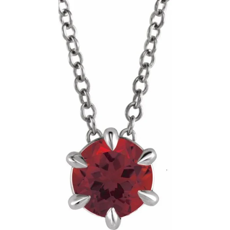 Layered Necklace with Pearls for Casual Style-Platinum 4 mm Natural Mozambique Garnet Solitaire 16-18" Necklace