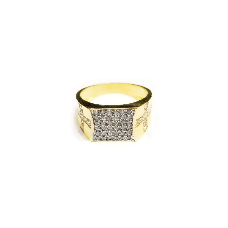 Unique Gold Ring with Emerald Accent for Special Gifts-Solid CZ Crystal Cocktail Yellow Gold Ring (14K)