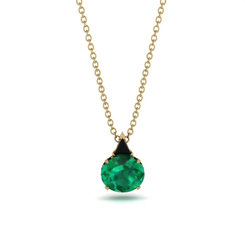 Unique Heart-Shaped Pendant Necklace for Gift-Hidden Halo Emerald Necklace - Rosalie No. 34