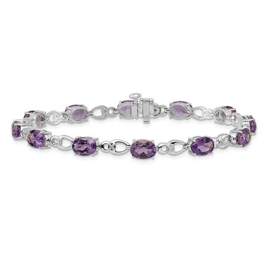 Simple Rose Gold Bracelet with Customizable Heart-14KT WHITE AMETHYST & DIAMOND BRACELET