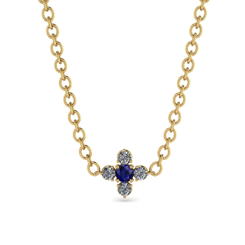 Simple Gold Necklace for Everyday Wear-Compass Sapphire Necklace - Maren No. 13