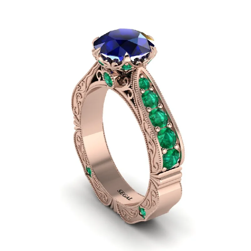 Luxury Sapphire Wedding Ring for Special Occasions-Sapphire Victorian Scroll Engagement Ring - Kehlani No. 29