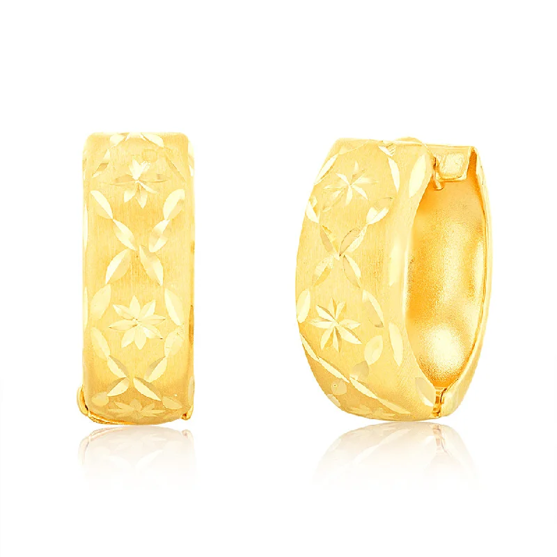 Custom Birthstone Earrings for Moms-9ct Yellow Gold Dia Cut Huggie Hoop Earrings