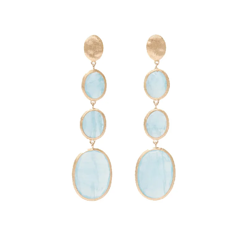 Bright Gemstone Earrings for Summer-Marco Bicego Siviglia 18K Yellow Gold Aquamarine Statement Earrings