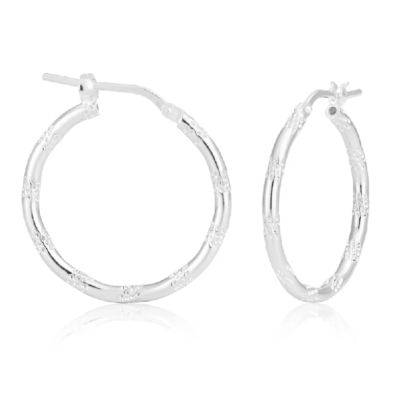 Custom Diamond Stud Earrings-Sterling Silver Fancy Spotted Hoop Earrings