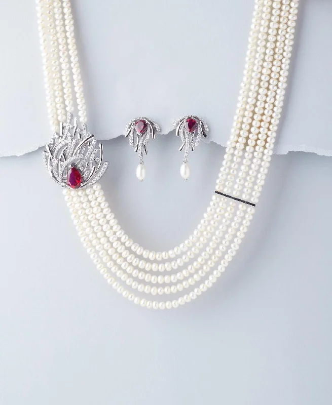 Sparkling Diamond Necklace for Bridesmaids-Exquisite Real Pearl Necklace Set