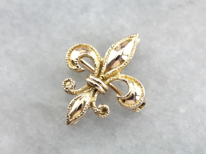 Unique Floral Brooch Pin-Antique Fleur de Lis Gold Brooch