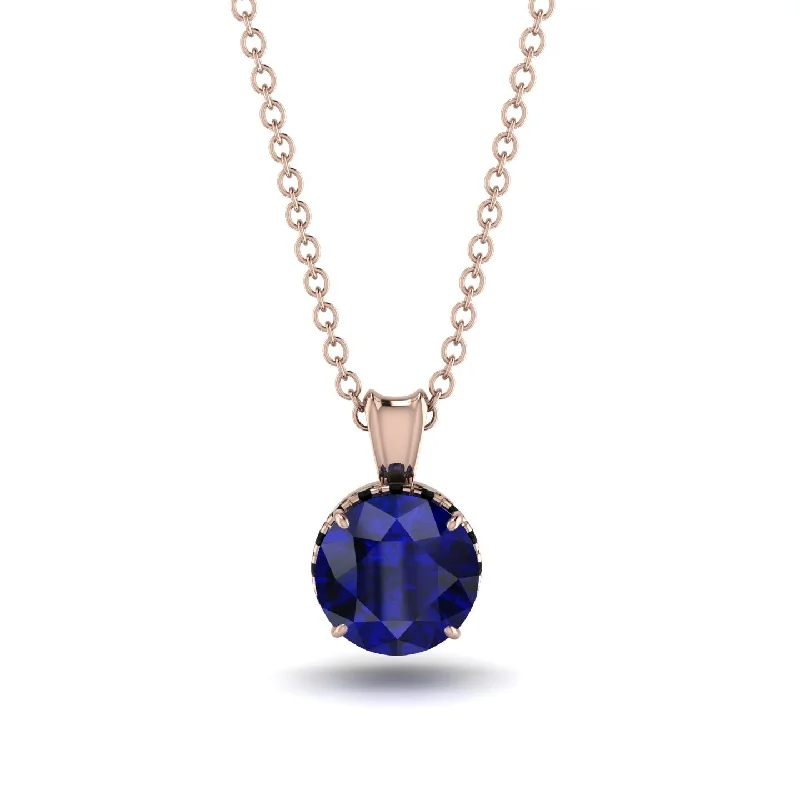 Custom Birthstone Necklace for Grandma-Sapphire Necklace With Hidden Halo - Adaline No. 44