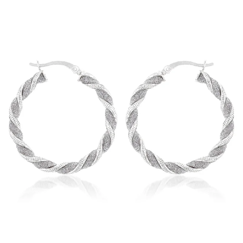 Unique Stud Earrings with Diamonds-Sterling Silver Patterned Twisted Hoop Earrings