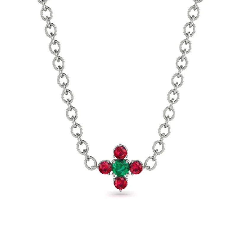 Fashionable Crystal Necklace for Evening Wear-Compass Emerald Necklace - Maren No. 51