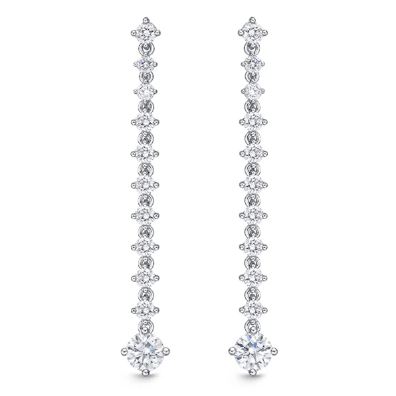 Elegant Gold Drop Earrings-Memoire 18k White Gold Diamond Line Lila Drop Diamond Earrings