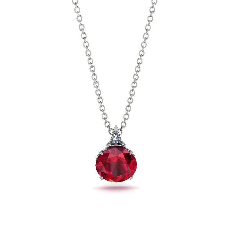 Custom Name Necklace for Gift-Hidden Halo Ruby Necklace - Rosalie No. 12