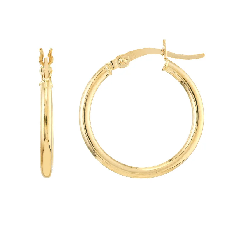 Handmade Gemstone Drop Earrings-14K Yellow Gold 2x20MM Hoop Earrings