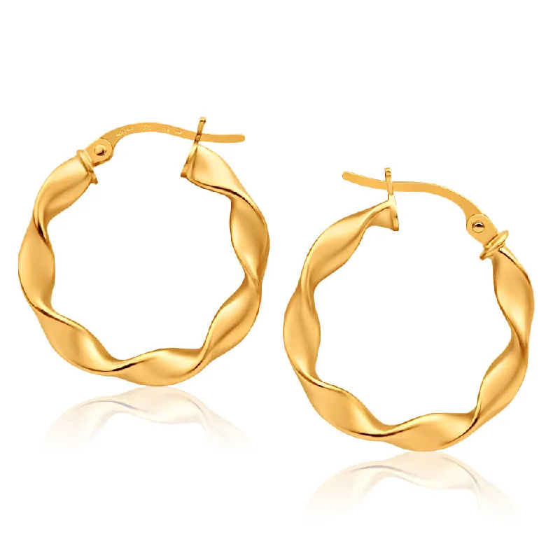 Large Gemstone Stud Earrings-9ct Yellow Gold Hoop Twist Earrings