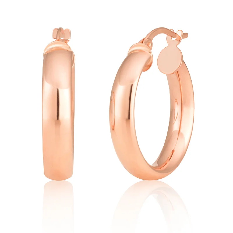 Trendy Earrings for Special Events-9ct Rose Gold Plain 15mm Hoops Earrings