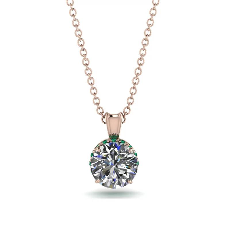 Classic Pendant Necklace with Diamond Accents-Diamond Necklace With Hidden Halo - Adaline No. 17