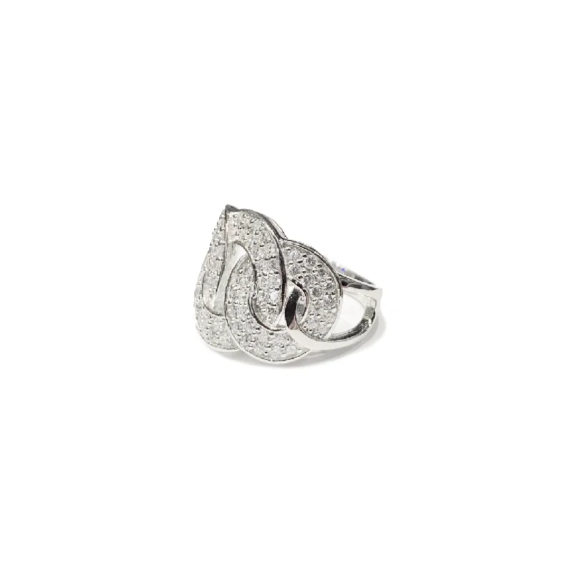 Custom Heart-shaped Ring with Diamond Accent-Triple Link CZ Ring (Silver).