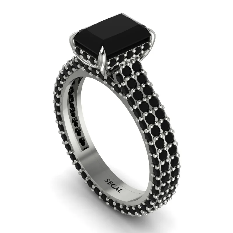 Personalized Custom Ring for Anniversaries and Gifts-Radiant Cut Black Diamond Pave Engagement Ring - Kenzie No. 39