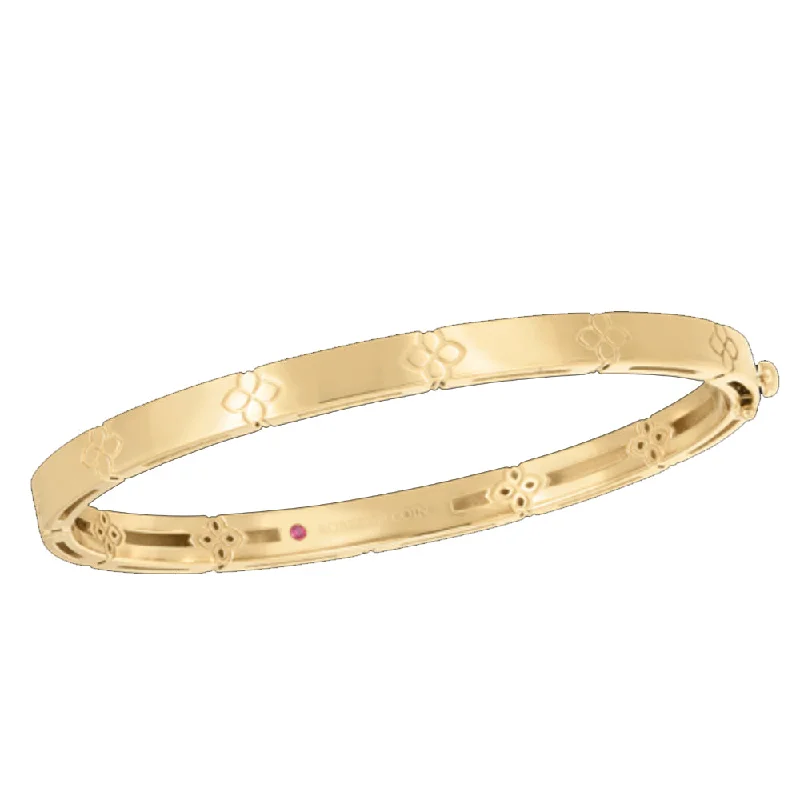 Personalized Bangle Set with Multi-Stone Inlays-Roberto Coin 18K Yellow Gold Love in Verona Narrow Bangle Bracelet