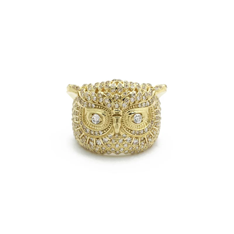 Personalized Engagement Ring with Square Diamond-Icy Owl Ring (14K)