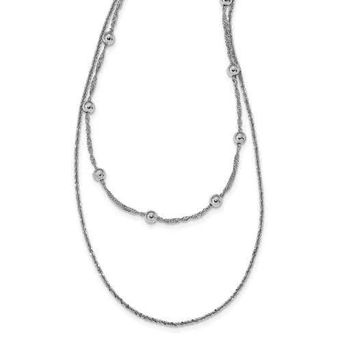 Boho Crystal Necklace with Long Chains-Sterling Silver Double Strand With 4 In Ext. Choker Necklace