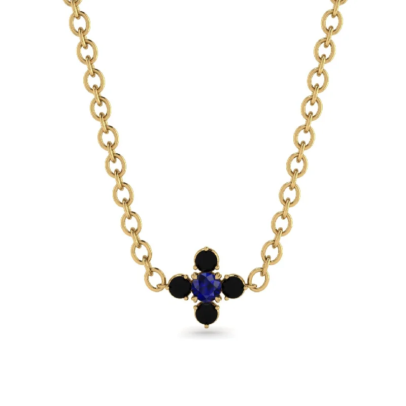 Simple Pearl Necklace for Bridesmaids-Compass Sapphire Necklace - Maren No. 43