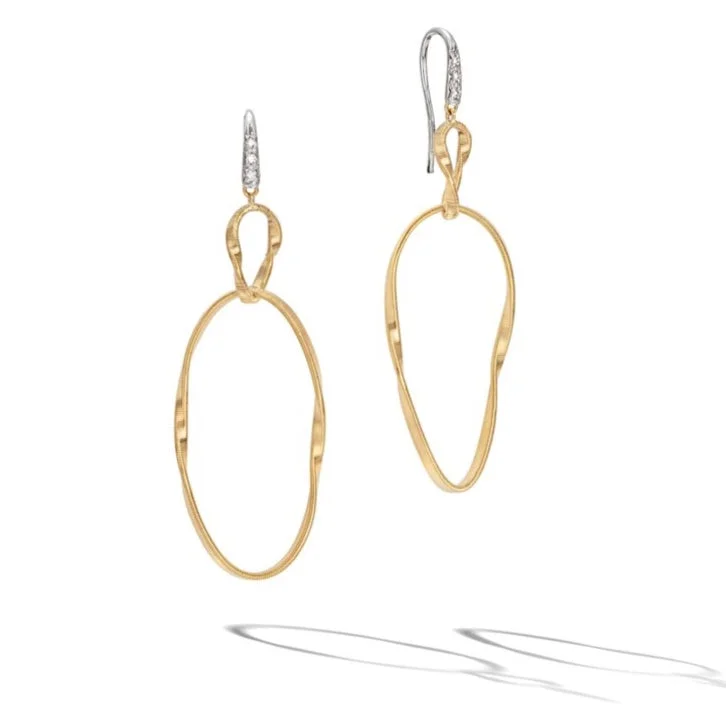 Simple Crystal Hoop Earrings-Marco Bicego 18k Yellow Gold Marrakech Onde Double Drop Earrings