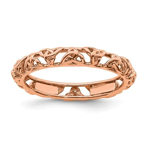 Elegant Diamond Ring with Oval Sapphire for Engagement-Sterling Silver Stackable Expressions Rose Gold-Plated Celtic Knot Eternity Ring