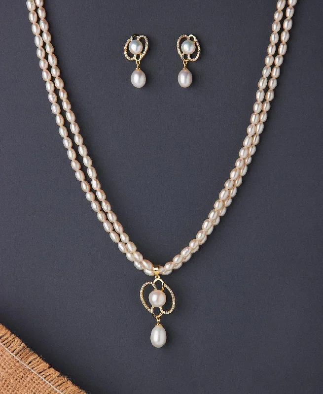 Luxury Silver Necklace with Diamonds-Elegant Real Pearl Necklace Set