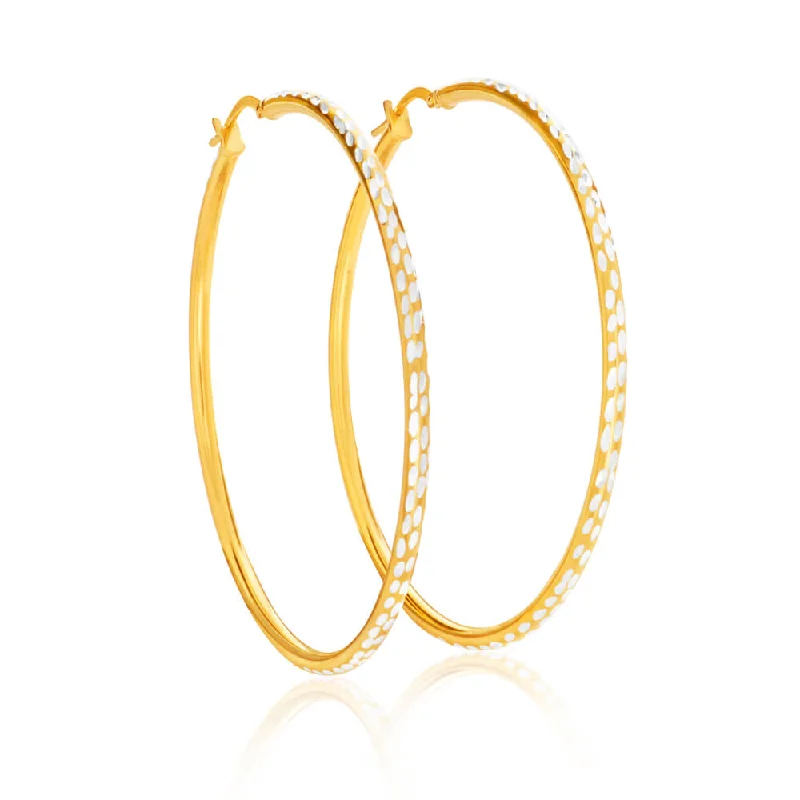 Elegant Drop Earrings for Brides-9ct Yellow Gold Silver Filled 50mm Hoop Earrings with diamond cut feature