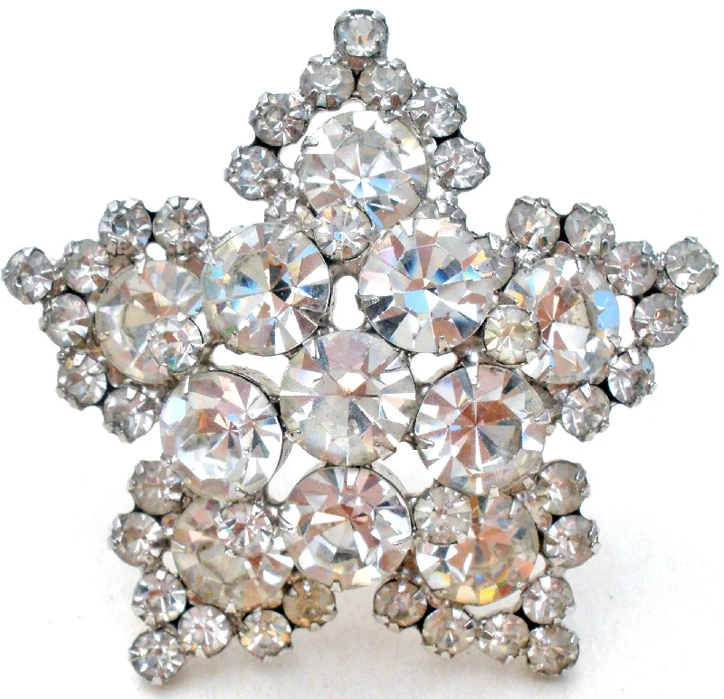 Elegant Rhinestone Brooch-Juliana Clear Rhinestone Star Brooch Pin Vintage