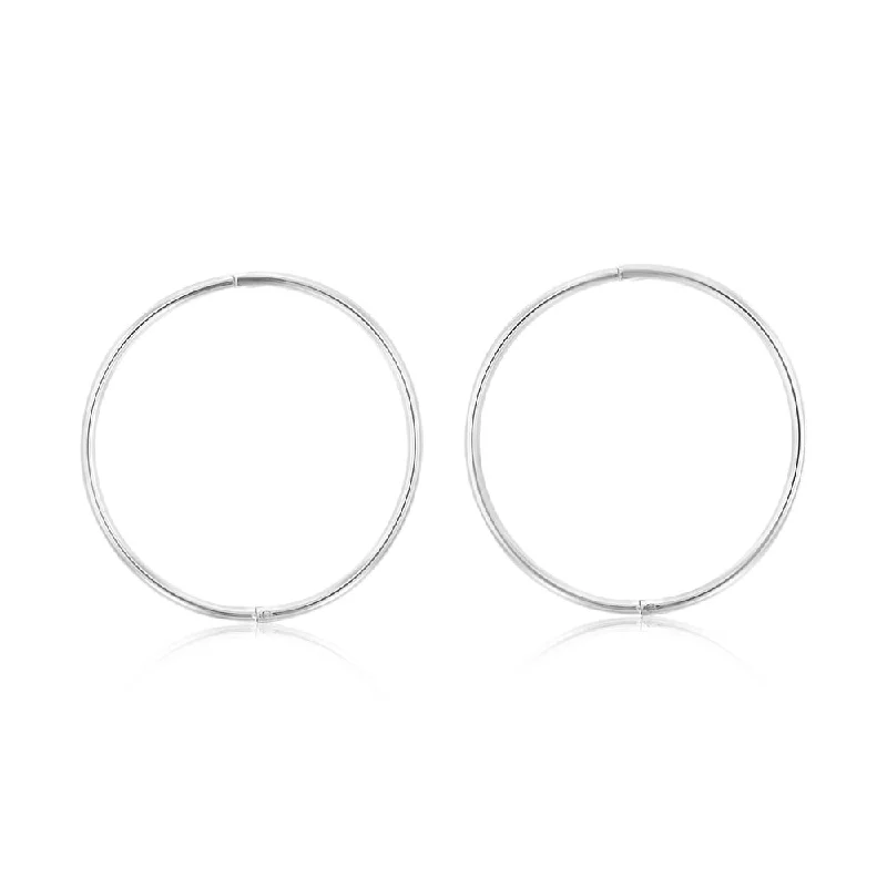 Large Hoop Earrings for Casual Wear-Sterling Silver Plain 25mm Sleeper Earrings