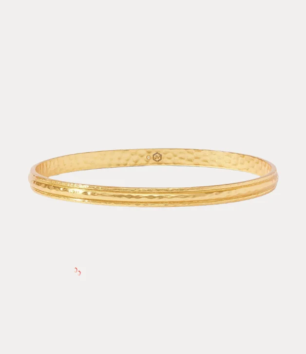 Customizable Gold Bangles with Heart Engraving-Julie Vos Madison Gold Bangle