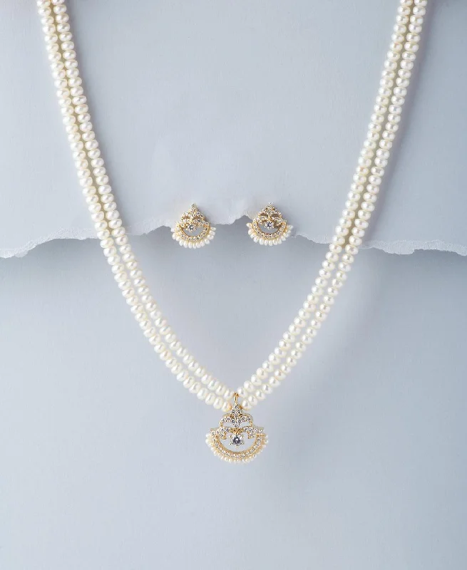 Customizable Silver Necklace with Initials-Beautiful Real Pearl Necklace Set