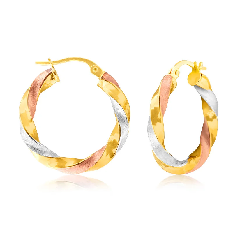 Fine Gold Hoop Earrings-9ct Fancy Hoop Earrings