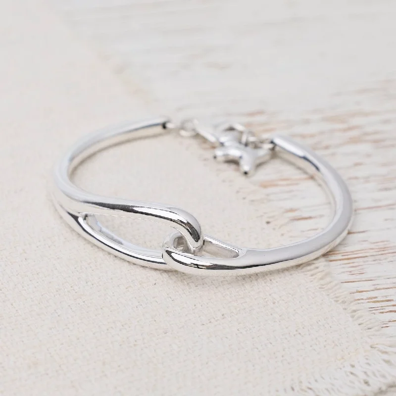 Elegant Gold Bangles for Bridesmaids Gifts-Electroform Bangle with Catch & Small Dog Charm Bracelet