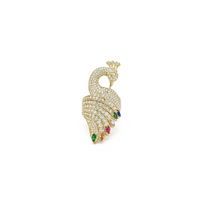 Unique Wedding Ring with Multi-Colored Gemstones-White Peacock Ring (14K)