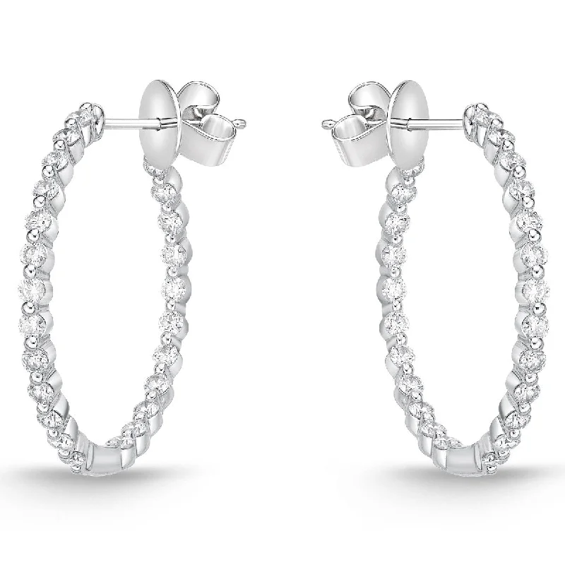 Cute Butterfly Earrings for Kids-Memoire 18k White Gold Aura Diamond Hoop Earrings