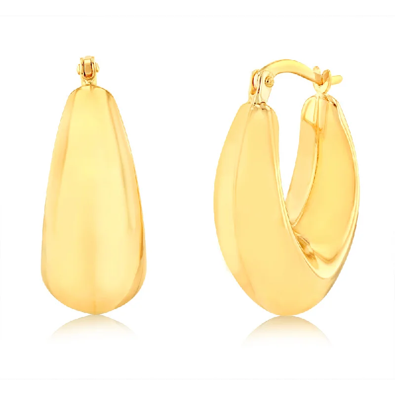 Simple Dangle Earrings for Work-9ct Yellow Gold Fancy Hoop Earrings