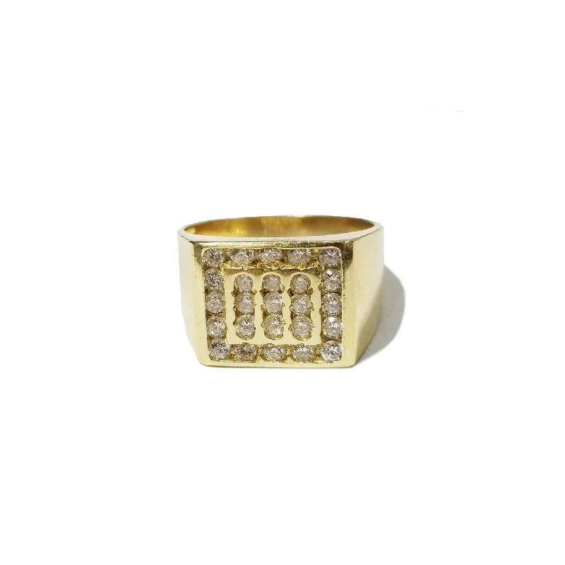 Trendy Geometric Ring Set for Fashion Lovers-Iced Out CZ Crystals Yellow Gold Ring (14K)