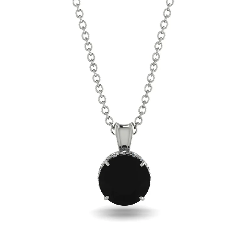 Designer Crystal Necklace with Unique Design-Black Diamond Necklace With Hidden Halo - Adaline No. 9